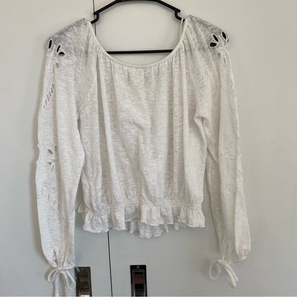 Free‎ People White Embroidered Peasant Top Size XS - Picture 3 of 10
